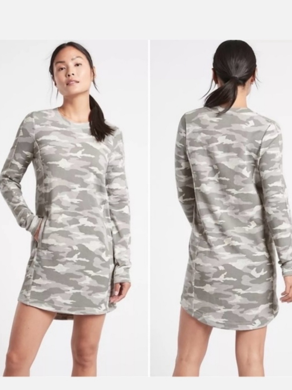 Athleta Balance Printed Dress gray camo